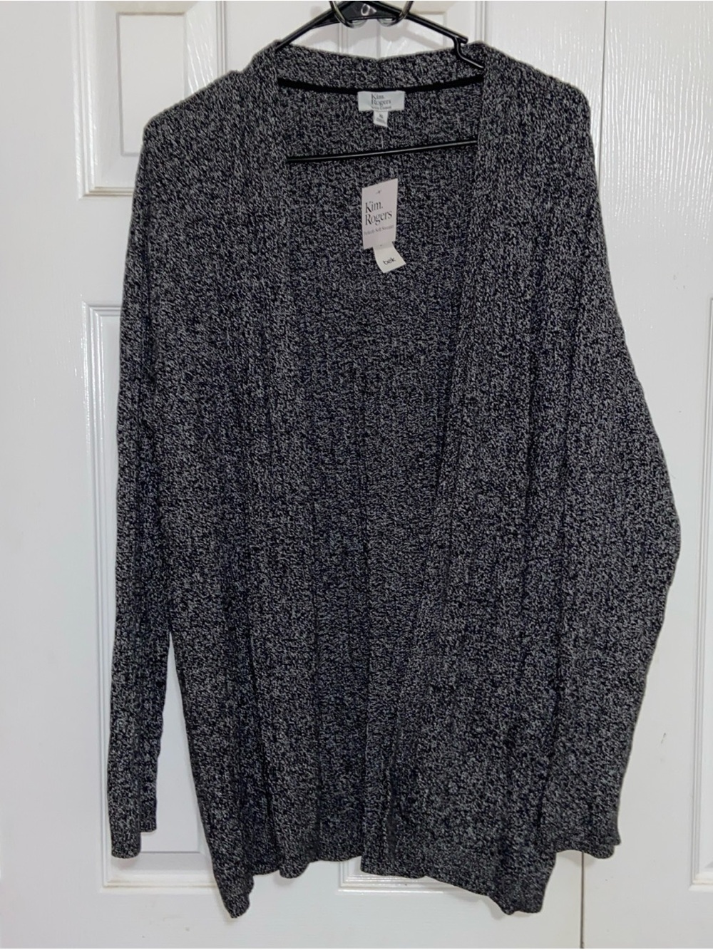 Kim Rogers Black Marled Open Front Cardigan